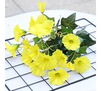JoyousMall Artificial Morning Glory Flowers, Silk Fake Petunia Vine, UV Resistant Garden Decor for Wedding, Home, Party (7 Branches)(Yellow)