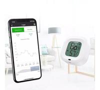 JoyousMall for smart Greenhouse Thermometer Hygrometer with Data Export & Alarm, Portable Temperature Humidity Monitor for Indoor Vegetable Shed House, White