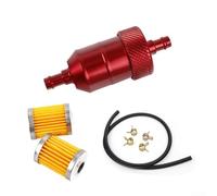 JoyousMall High Flow Fuel Filter for 50cc 250cc Motorcycle Scooter Buggy CNC Machined Body Direct Fit Black Red(Red)