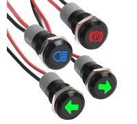 JoyousMall LED Indicator Signal Light 12mm for Tractor RV Boat DC 12V-24V, IP67 Waterproof with 150mm Cable, Black