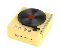 JoyousMall Record Player with Speaker Turntable Mini Vinyl Player, Retro Wireless Speaker Radio Stereo Multi-functional Bluetooth-compatible(Yellow)