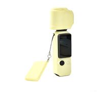 JoyousMall Silicone Protective Case for DJI for Osmo Pocket4, Full Body Skin Case Cover with Screen and Lens Protectors Lightweight Shockproof with Lanyard(light yellow)