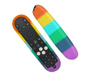 JoyousMall Silicone Remote Case for Stream Box PR3 Voice Remote, Lightweight Shockproof Cover with Anti-Slip Grip, Black(Rainbow)