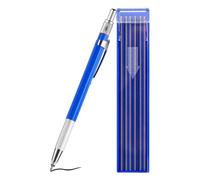JoyousMall Silver Streak Welders Pencil with Built-in Sharpener, Metal Marker Pen for Oily Wet Rusty Surfaces, Includes 12 Round Silver Refills, Blue
