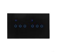 JoyousMall Smart Wall Light Switch, For Tuya WiFi Smart Touch Wall Switch Glass Panel with LED Indicators and App & Voice Control for Automation Home(6 Gang-Black)