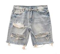 JoyousMall Summer Slim Fit Ripped Shorts for Men Distressed Jeans Style for Vintage Look (L Blue)