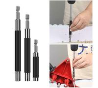 JoyousMall Telescopic Drill Bit Holder, Hex Shank Extension Rod for Woodworking Guide Rod Zinc Alloy, 80mm/120mm/140mm, Non-Slip Rubber Grip