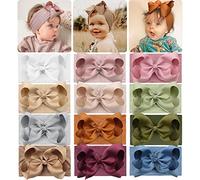 JOYOYO 12 Pcs Baby Bow Headbands Soft Wide Nylon With Cute Big 6 Inch Ribbon Bows - Super Stretchy Elastic Headwears for Baby Toddlers