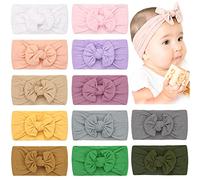 JOYOYO 12 Pcs Baby Headband for Girls Soft Stretchy Wide Nylon Headbands for Newborns Toddlers - Baby Headband & Bows Multicolor