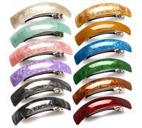 JOYOYO 12 Pcs Hair Barrettes for Women Elegant Barrette Hair Clips Retro French Design, Acrylic Hair Slides Automatic Clamp Hair Clips