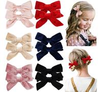 JOYOYO 12 Pcs Velvet Hair Bows for Baby Girls Medium Size 4 Inch Velvet Bows Ribbon Covered Safe Clips, Fall/Winter Girls Hair Accessories In Pairs