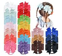 JOYOYO 40 Pcs Bow Bobbles for Girls and Toddlers Medium Size 3.5 Inch Ribbon Bows Pinwheel Bows, Hair Ribbons for Girls Bow Hair Band Girls Ponytail Bows