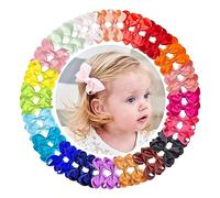JOYOYO 40 Pcs Little Girls Hair Bow Clips Medium Size 3 Inch - Handmade Grosgrain Ribbon Hair Bows and Clips for Toddlers