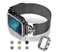 JOYOZY Magnetic Strap Compatible with Apple Watch 38mm 40mm 41mm 42mm 44mm 45mm Milanese Strap with Glitter Case, Built in Screen Protector Elegant Stainless Steel, black, 38 mm, Classic, mesh