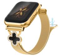 Joyozy Slim Metal Band Compatible with Apple Watch Band 38mm 40mm 41mm 42mm 44mm 45mm 46mm 49mm Skinny Magnetic Strap with Bling Charms, Cute Stainless Steel Band, Dressy Thin iWatch Bracelet for