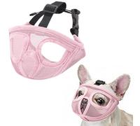 JOYPAWS Short Snout Dog Muzzle, French Bulldog Muzzle with Soft Mesh Adjustable Anti Bitting Chewing Barking for Medium Large Breeds Pug/Shih Tzu/Boston Terrier Pink L-1