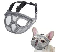 JOYPAWS Short Snout Dog Muzzle, French Bulldog Muzzle with Soft Mesh Adjustable Anti Bitting Chewing Barking for Large Breeds Pug/Shih Tzu/Boston Terrier Grey L-3