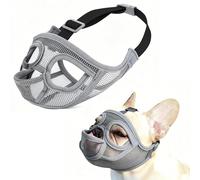JOYPAWS Short Snout Dog Muzzle, French Bulldog Muzzle with Tongue Out Design Adjustable Anti Bitting Chewing Barking for Large Breeds Pug/Shih Tzu/Boston Terrier Grey L