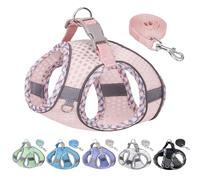 JOYPAWS Summer Dog Harness and Leash Set, Soft Dog Vest Harness with Super Breathable Diamond Mesh, Reflective No-Pull Pet Harness for Outdoor Walking, Training for Small Dogs, Cats Pearl Pink XXS