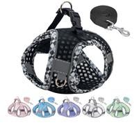 JOYPAWS Tiny Dog Harness, All Weather Diamond Mesh, Reflective Stripes, No Pull Step in Lightweight Vest Harness for Puppy, Small Dogs and Cats Black XXXS