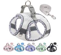 JOYPAWS Tiny Dog Harness, All Weather Diamond Mesh, Reflective Stripes, No Pull Step in Lightweight Vest Harness for Puppy, Small Dogs and Cats White XXXS