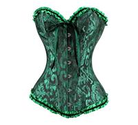 JoyPeak Corset Tops for Women,Bustier Lingerie Push Up Bodysuit,Lace up Stain Boned Corset (Black Green, Large)