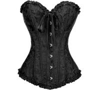 JoyPeak Corset Tops for Women,Bustier Lingerie Push Up Bodysuit,Lace up Stain Boned Corset (Black, XX-Large)