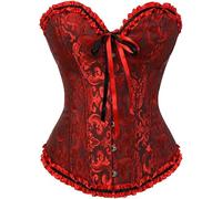 JoyPeak Corset Tops for Women,Bustier Lingerie Push Up Bodysuit,Lace up Stain Boned Corset (DarkRed, 4X-Large)
