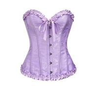 JoyPeak Corset Tops for Women,Bustier Lingerie Push Up Bodysuit,Lace up Stain Boned Corset (Purple, X-Large)