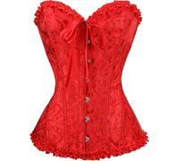 JoyPeak Corset Tops for Women,Bustier Lingerie Push Up Bodysuit,Lace up Stain Boned Corset (Red, 3X-Large)