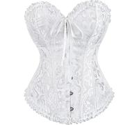 JoyPeak Corset Tops for Women,Bustier Lingerie Push Up Bodysuit,Lace up Stain Boned Corset (White, Small)