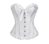 JoyPeak Corset Tops for Women,Bustier Lingerie Push Up Bodysuit,Lace up Stain Boned Corset (white2, XX-Large)