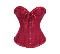 JoyPeak Corset Tops for Women,Bustier Lingerie Push Up Bodysuit,Lace up Stain Boned Corset (Wine red, X-Small)
