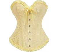 JoyPeak Corset Tops for Women,Lace Bustier Corset Lingerie top,Renaissance Overbust Corset Push Up Bodysuit (UK，3X-Large,Yellow)