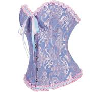 JoyPeak Halloween Corset Tops for Women,Lace Up Bustier Shapewear Lingerie,Overbust Corset Push Up Bodysuit(UK,XX-Large,Blue Pink)