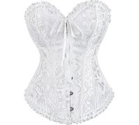 JoyPeak Halloween Corset Tops for Women,Lace Up Bustier Shapewear Lingerie,Overbust Corset Push Up Bodysuit(UK,X-Small,White)