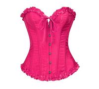 JoyPeak Halloween Corset Tops for Women,Lace Up Bustier Shapewear Lingerie,Overbust Corset Push Up Bodysuit(UK,X-Large,rose)