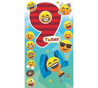 JoyPixels Emoji Age 9 Birthday Card - 9th Birthday Card, Multi Colour, 128 x 232mm, JP017