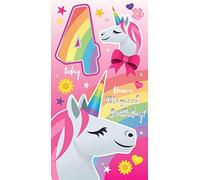 JoyPixels Unicorn Emoji Age 4 Birthday Card - 4th Birthday