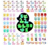 JoyPlus 100Pcs Mini Glow Resin Animals,Mini Resin Ducks,Tiny Mixed Luminous Resin Animals,Small Plastic Animal Figures Glow in the Dark for Potted Micro Landscape Fairy Garden Aquarium Dollhouse Decor