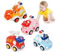 JoyPlus 4Pcs Baby Toy Cars, Press and Go Baby Toy Cars for 1 2 3 Year Old Toddlers, Cartoon Wind up Car Set, Car Toys Set Early Educational Toys Gifts for 1 2 3 Year Old Kids Boys Girls