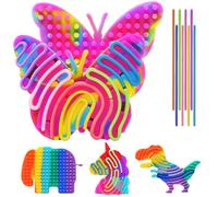 JoyPlus 4Pcs Sensory Activity Board, Double-sided Design Sensory Board with 44 Strings, Silicone Calm Down Fidget Toy, Silicone Sensory Toys for Stress Relief, Calming, Focus, Travel, ADHD and Autism