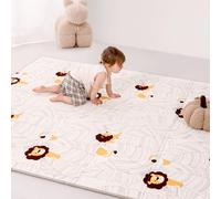 Joypony Vegan Leather Baby Play Mat, Wipe-Clean Play Mat for Floor, 47x47 Thicken Foam Cushioned & Waterproof Playpen Mats for Infants, Kids and Toddlers