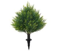 JoyPower Artificial Cedar Topiary Ball Tree with Ground Spike, 16'' Fake Cedar Plant UV Resistant Artificial Shrubs, Faux Cypress Plant Fake Bushes for Front Porch Garden Indoor Outdoor