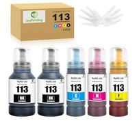 JoyPrinting 113 Pigment Ink Bottle Replacement for Epson 113 Compatible with EcoTank ECOTANK ET-5150/ET-5170/ET-5800/ET-5185/ET-5805/ET-5850/ET-5855/ET-5880/ET-16150/ET-16600/ET-16605/ET-16685(5 pk)
