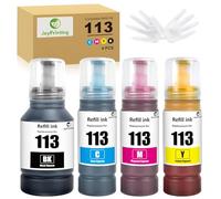 JoyPrinting 113 Pigment Ink Bottle Replacement for Epson 113 Compatible with ECOTANK ET-5150/ET-5170/ET-5800/ET-5185/ET-5805/ET-5850/ET-5855/ET-5880/ET-16150/ET-16655/ET-16600/ET-16605 (4 pack)
