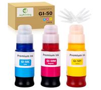 JoyPrinting 3 x GI-50 Compatible Ink Container GI-50 GI50 Ink Multipack Compatible with Canon PIXMA G1520 G2520 G2560 G3520 G3560 GM2050 GM4050 G5050 G6050 G7050 (Cyan, Magenta, Yellow