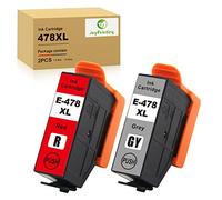 JoyPrinting 478XL C13T04F54010/ C13T04F64010C ompatible 478 478XL Ink Cartridges Replacement for Expression Photo XP-15000 Printer (1Red, 1Grey 2-Pack)
