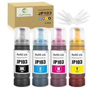 JoyPrinting 4X 103 Ink Bottle for Epson 103 Ecotank Ink Compatible with EcoTank L1110 /L1210/L1230/L1250/L1270/L3100/L3101/L3110 (1Black, 1Cyan,1Magenta, 1Yellow)
