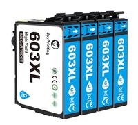 JoyPrinting 603XL Ink Cartridges Multipack for Epson 603 603XL Cyan Ink Cartridge for Epson Expression XP3100 XP2100 XP4100 XP4105 XP3105 XP2105 WF2850DWF WF2830DWF WF2810 WF2835 (4 Cyan)